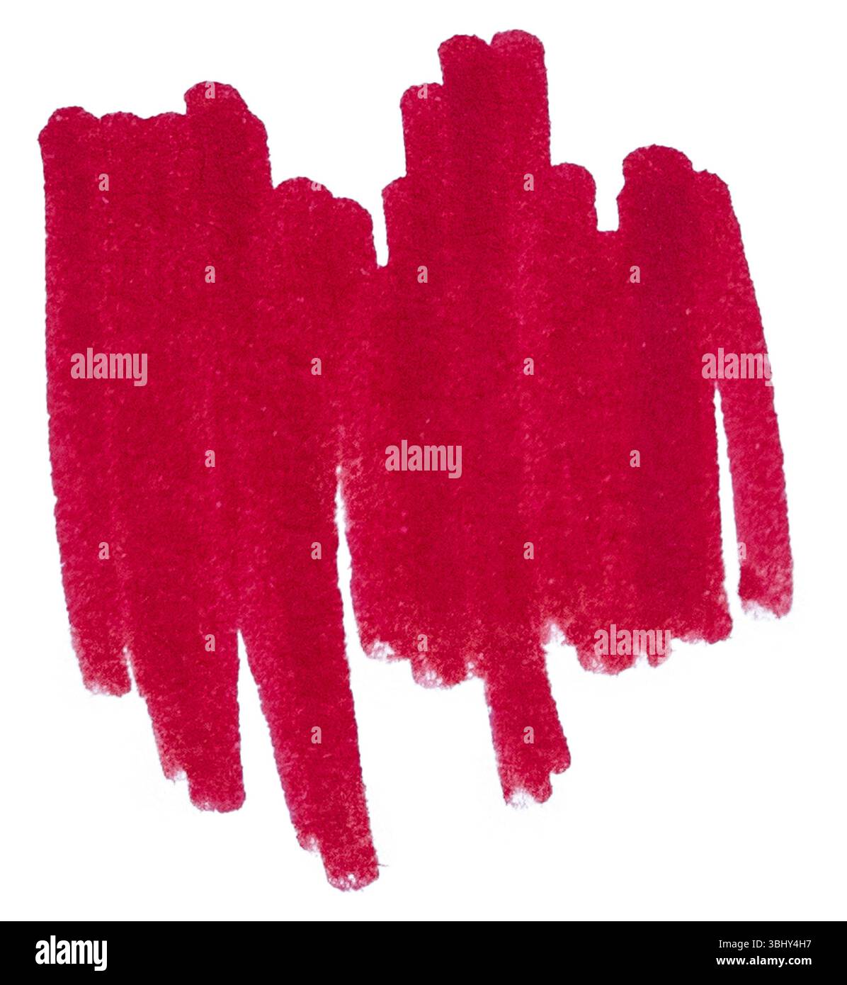 Grunge Red Marker Pen Hand-Drawn Line Strokes Isolated on White Background Stock Photo