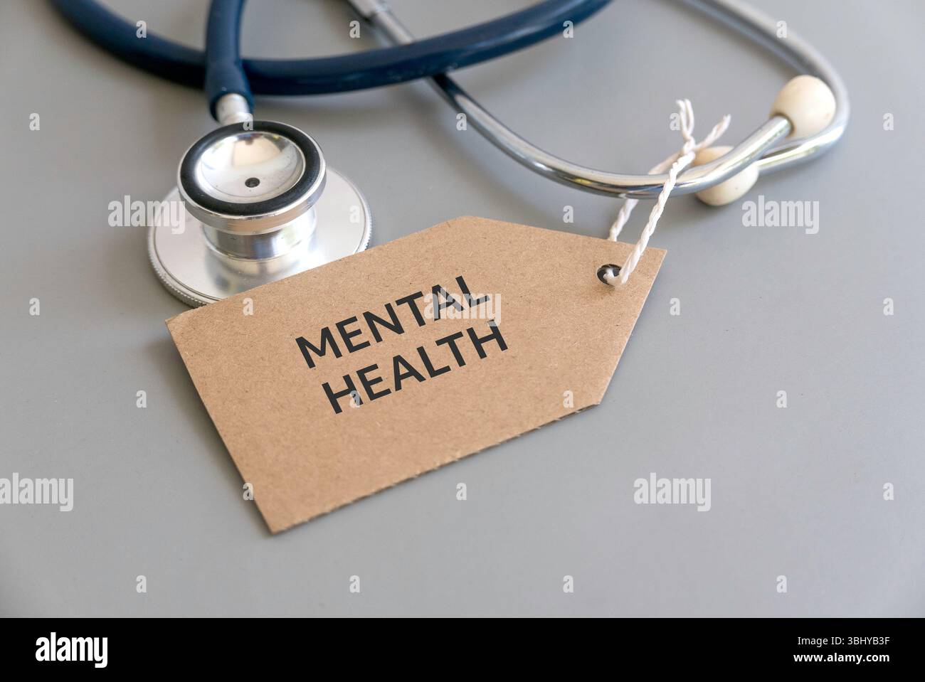 Notebook Tag Health A tag written with 'Mental Health' attach to a stethoscope Stock Photo ...