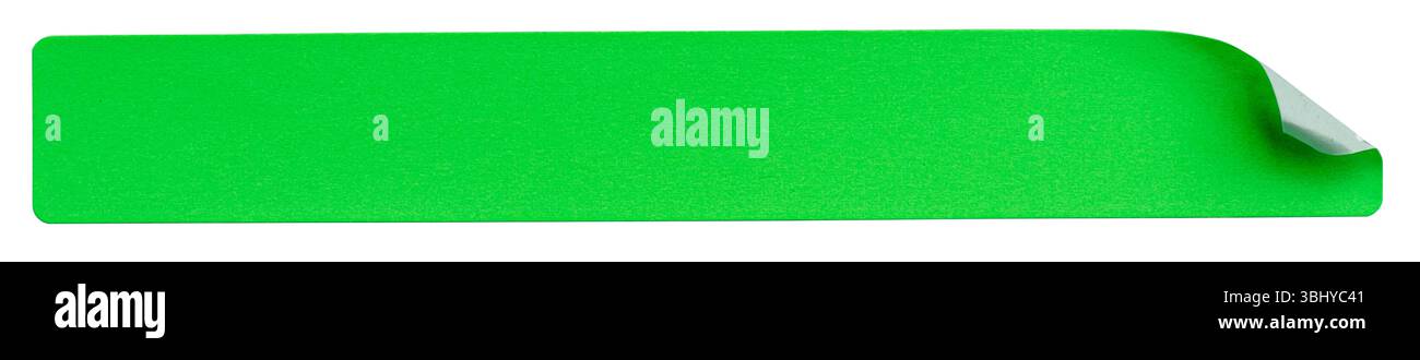 fluorescent neon green rectangular paper sticker label isolated on white background Stock Photo