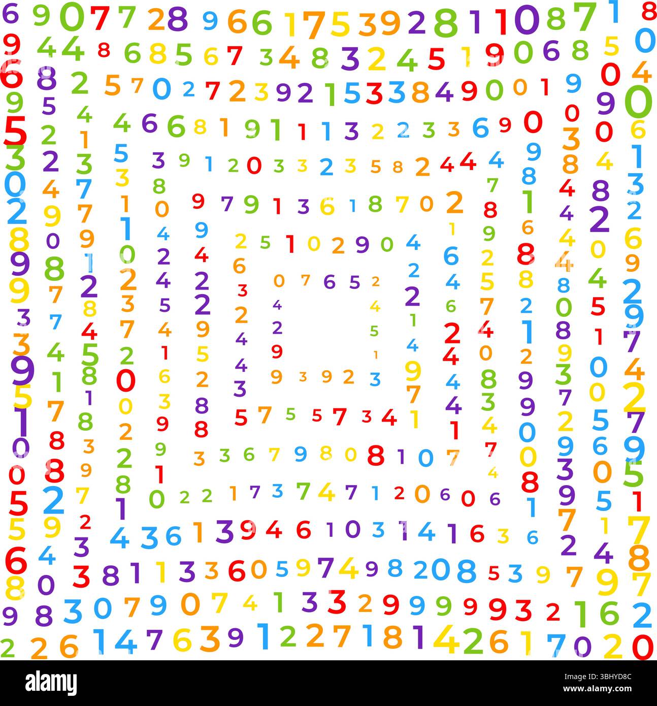 Digital data array, lots of numbers digits in Digital Pattern, abstract math background, big data concept Stock Vector