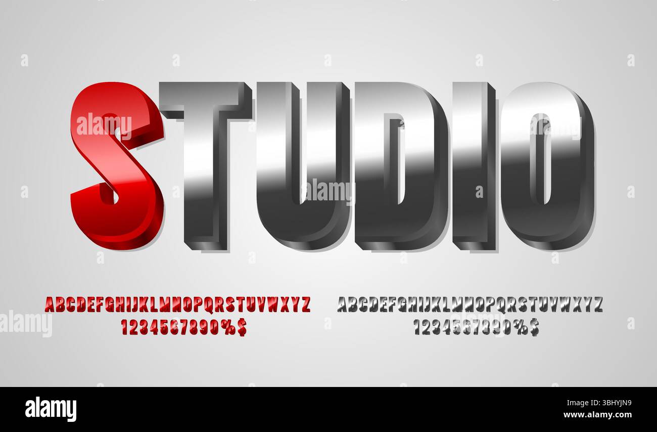 Studio font set collection, letters and numbers symbol. Vector Stock ...