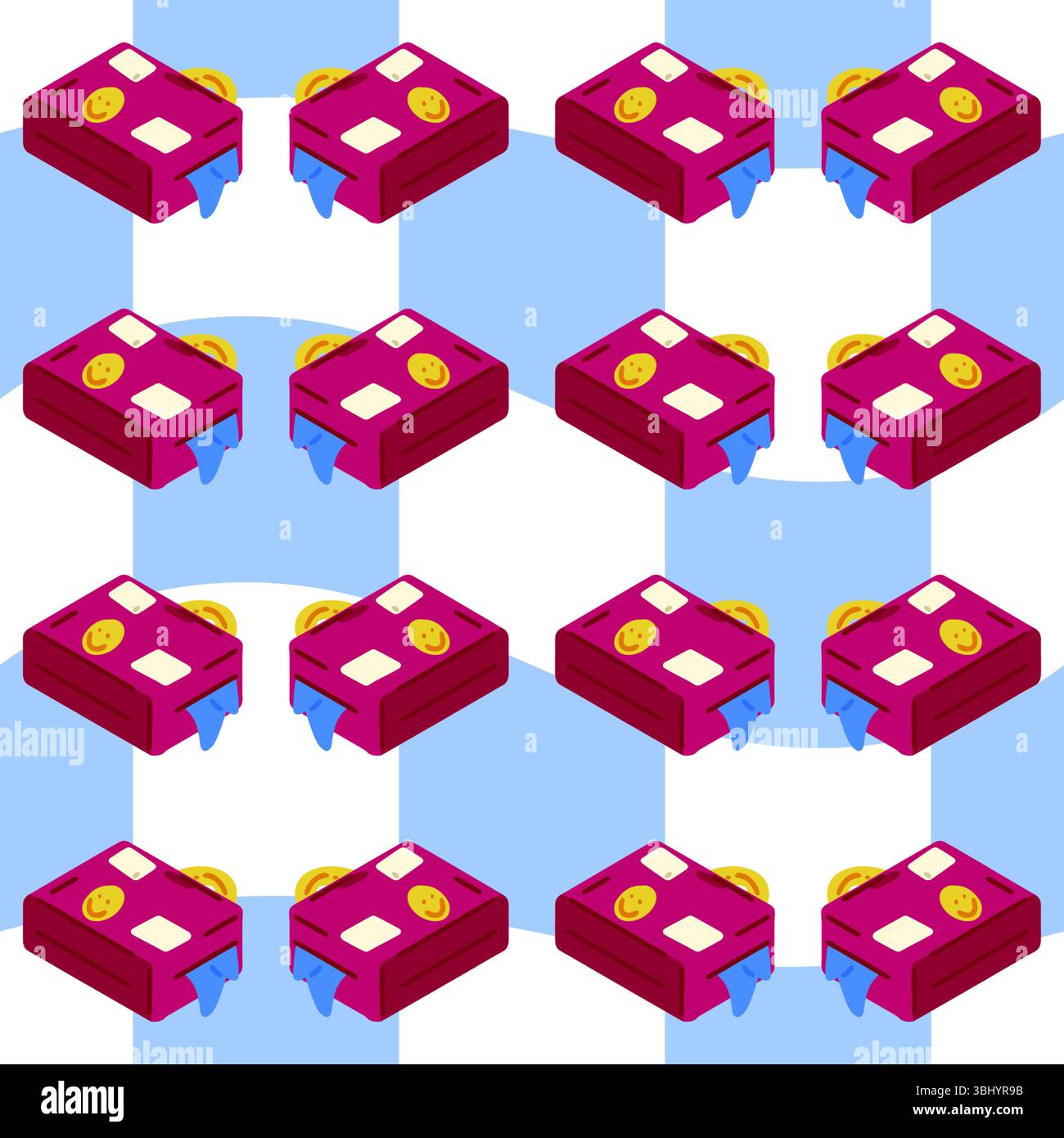 Seamless Cartoon Backpack School Pattern Stock Vector