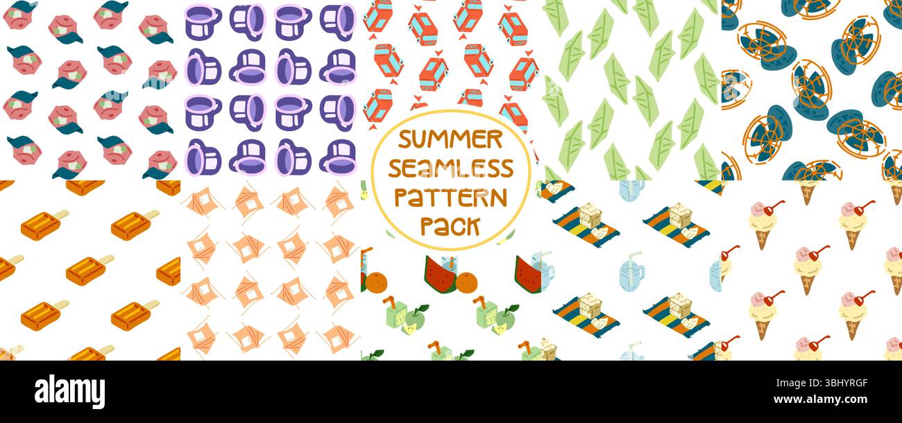 Colorful Summer Seamless Pattern Set Stock Vector Image & Art - Alamy
