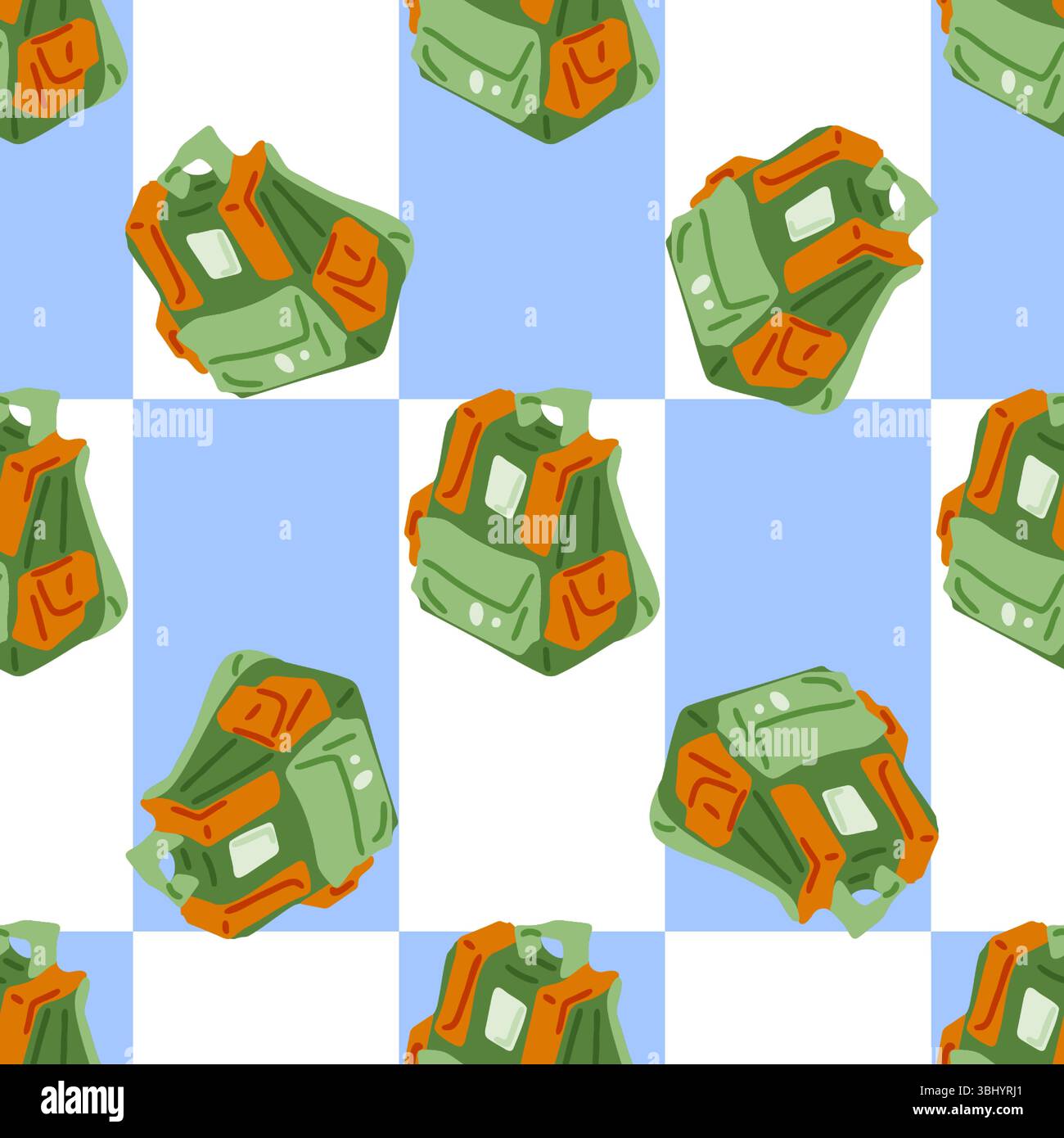 Seamless Hiking Backpack Pattern Design Stock Vector
