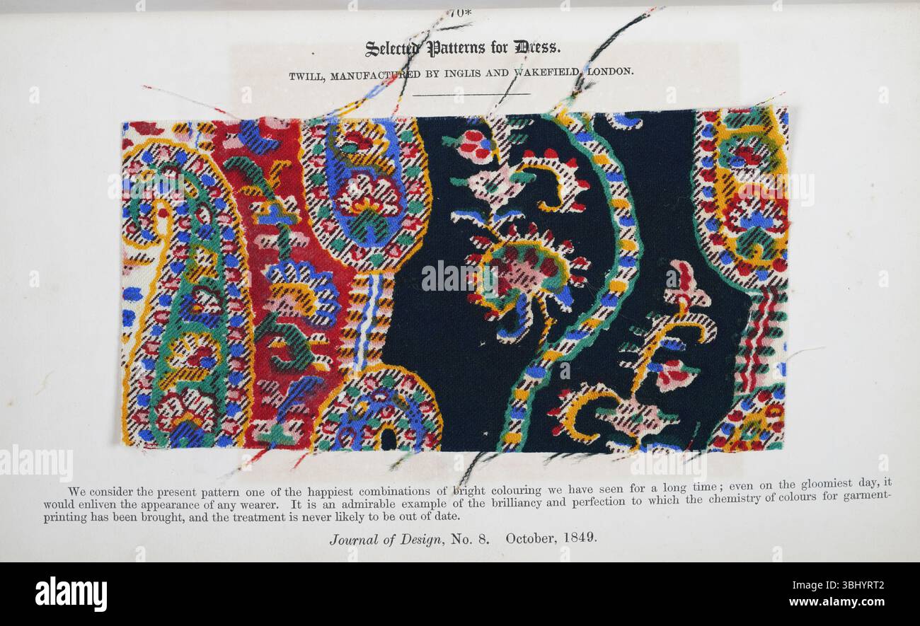 Victorian decorative art patterns, floral pattern, twill, dress fabric design, 1840s 19th Century Stock Photo