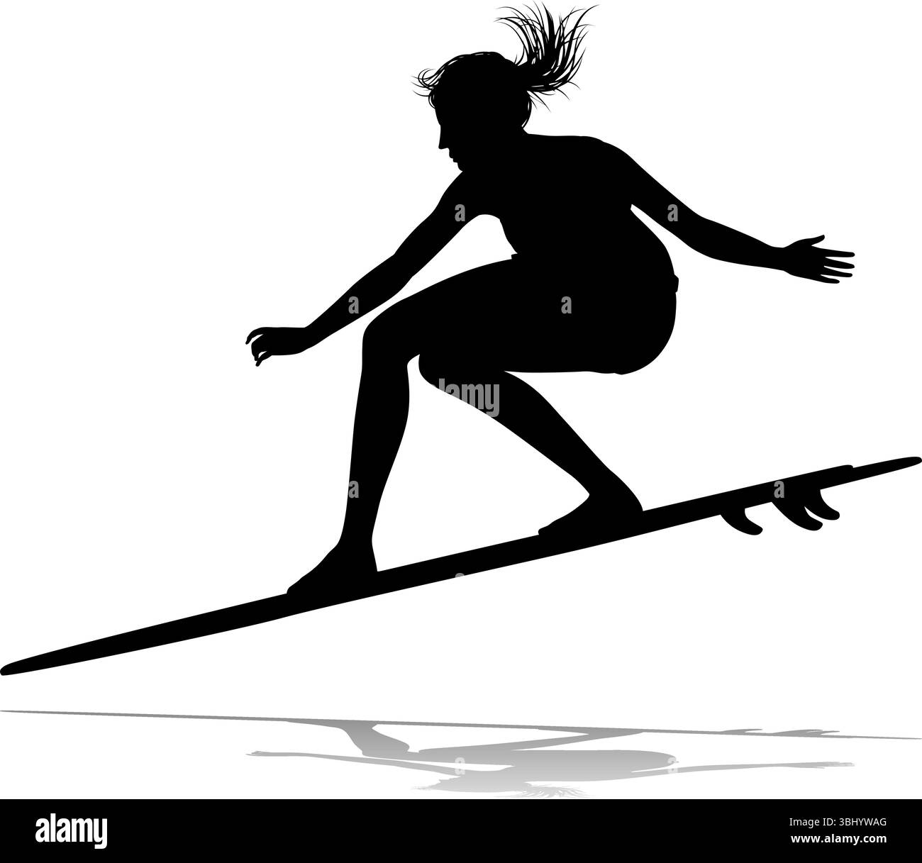 Woman Surfer Surfboard Female Surfer Silhouette Stock Vector Image ...