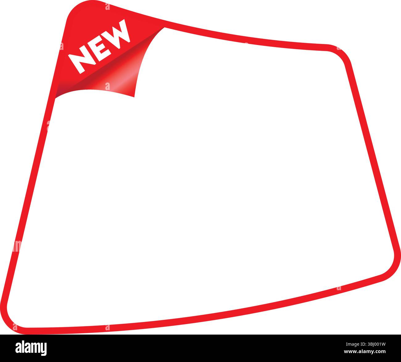 Red outlined corner label with a curled NEW tag, isolated on white ...
