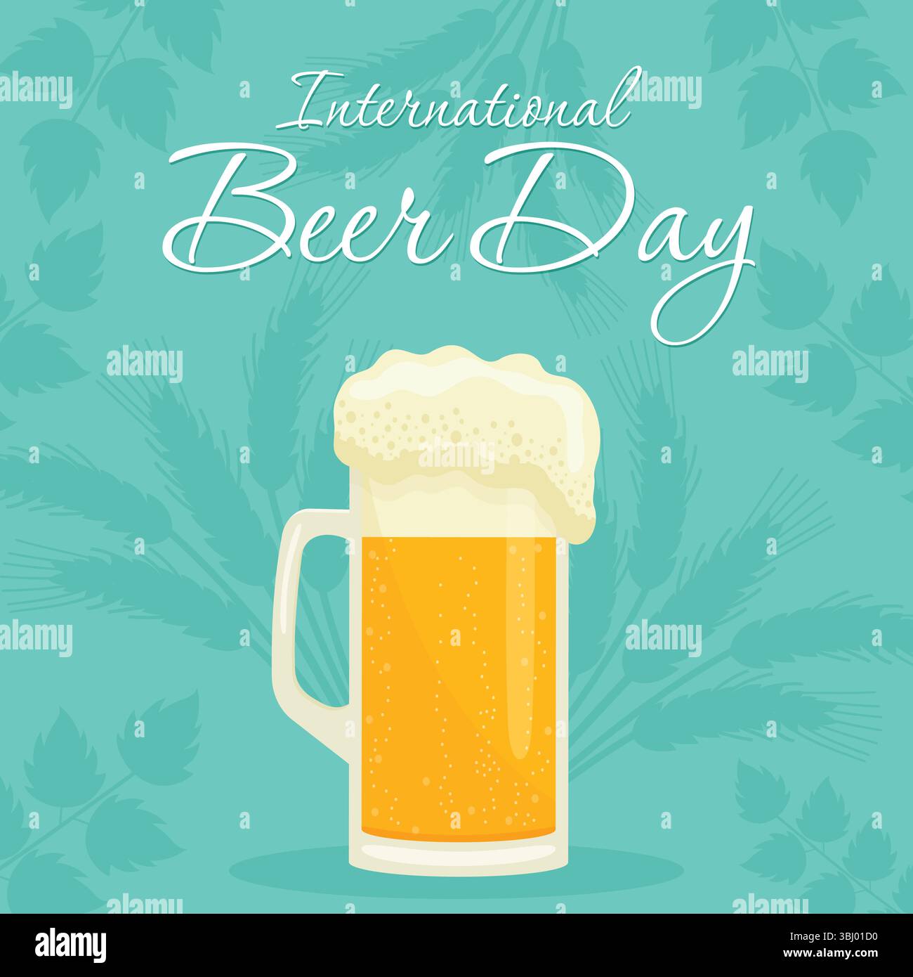 international beer day poster with beer mug flat vector illustration ...