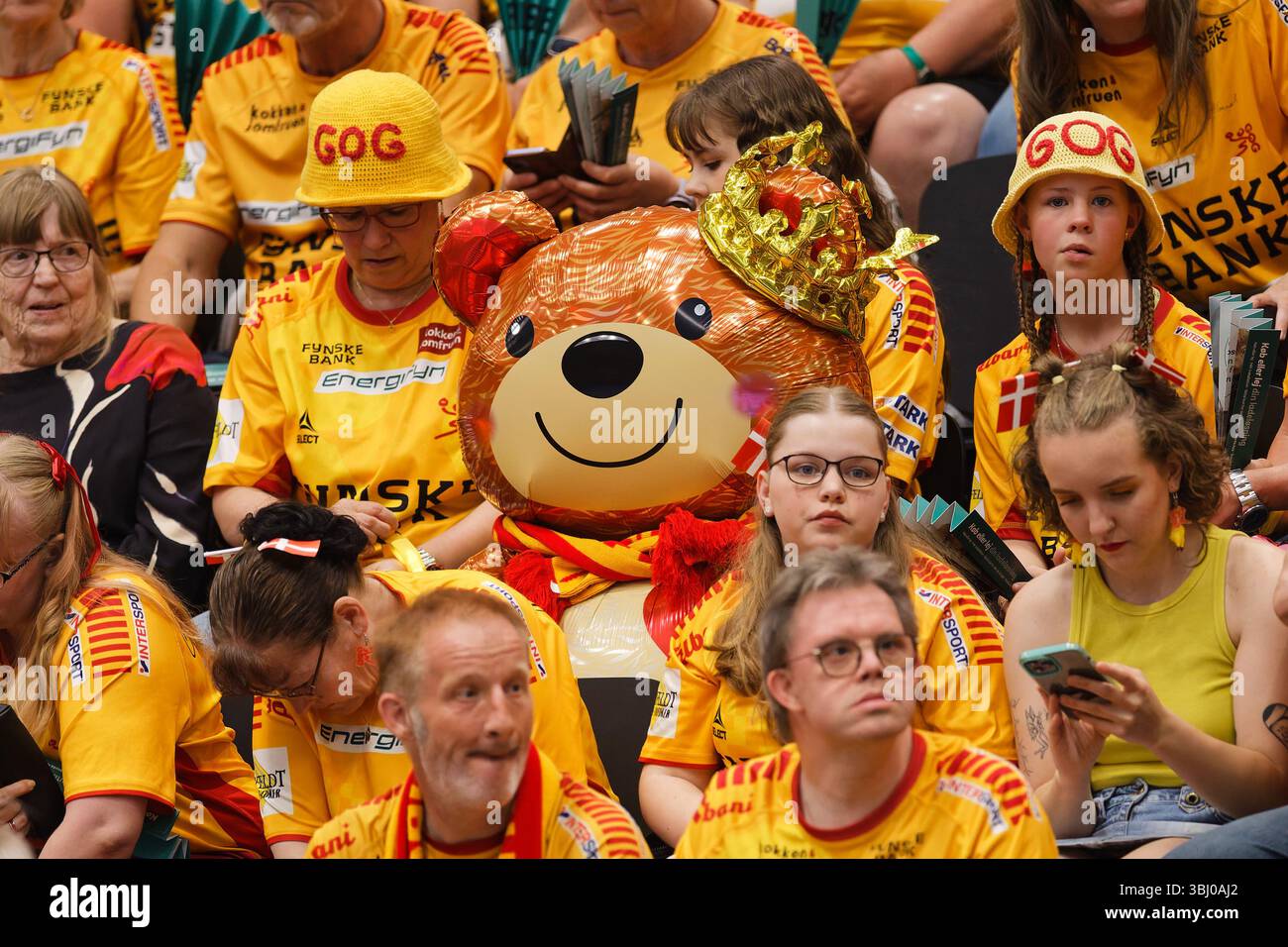 Svendborg, Denmark. 11th, June 2025. Handball fans of GOG seen on the ...