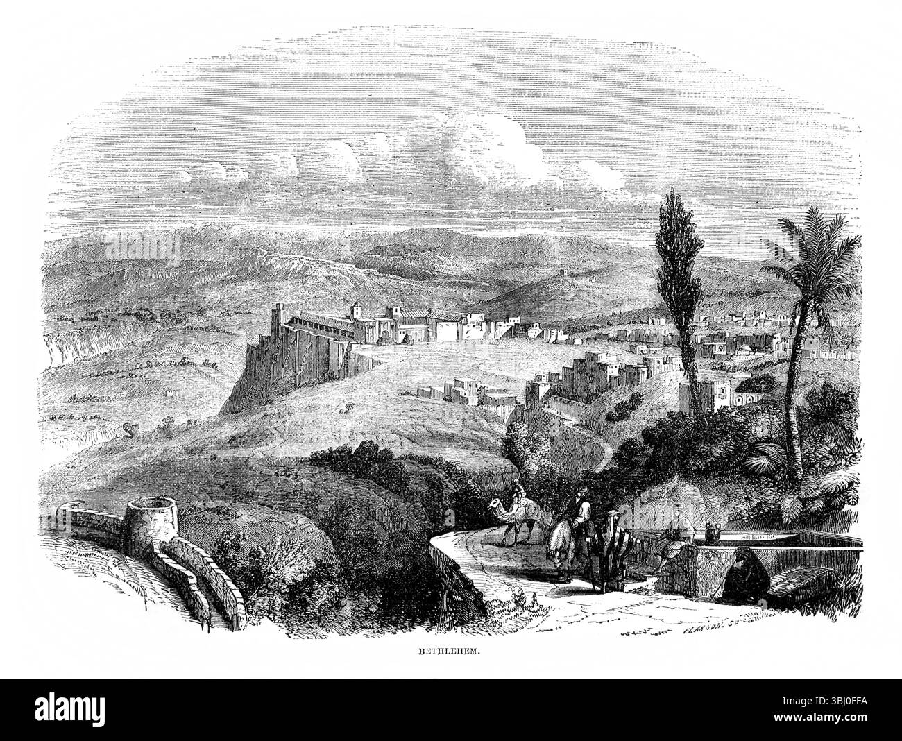 Illustration of Bethlehem Israel from Antique 19th Century The Holy ...