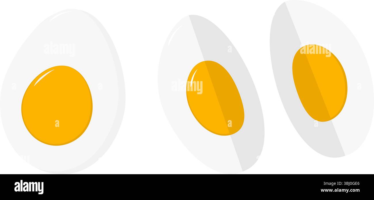 Hand drawn Hard boiled egg cut into pieces Healthy Eating or Food Poster Flat design element idea. Isolated Vector illustration Egg Day or Food Day Greeting Thematic Menu Cards Sticker Icon Leaflets Stock Vector