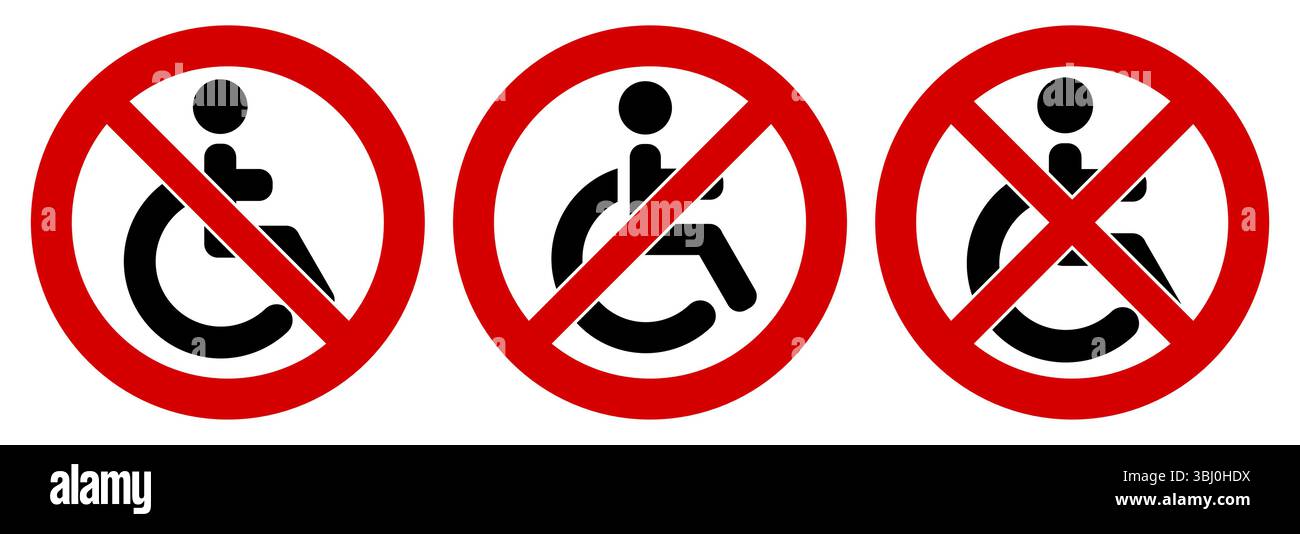 Disabled icon in red crossed circle, doublecrossed sign as well - no ...