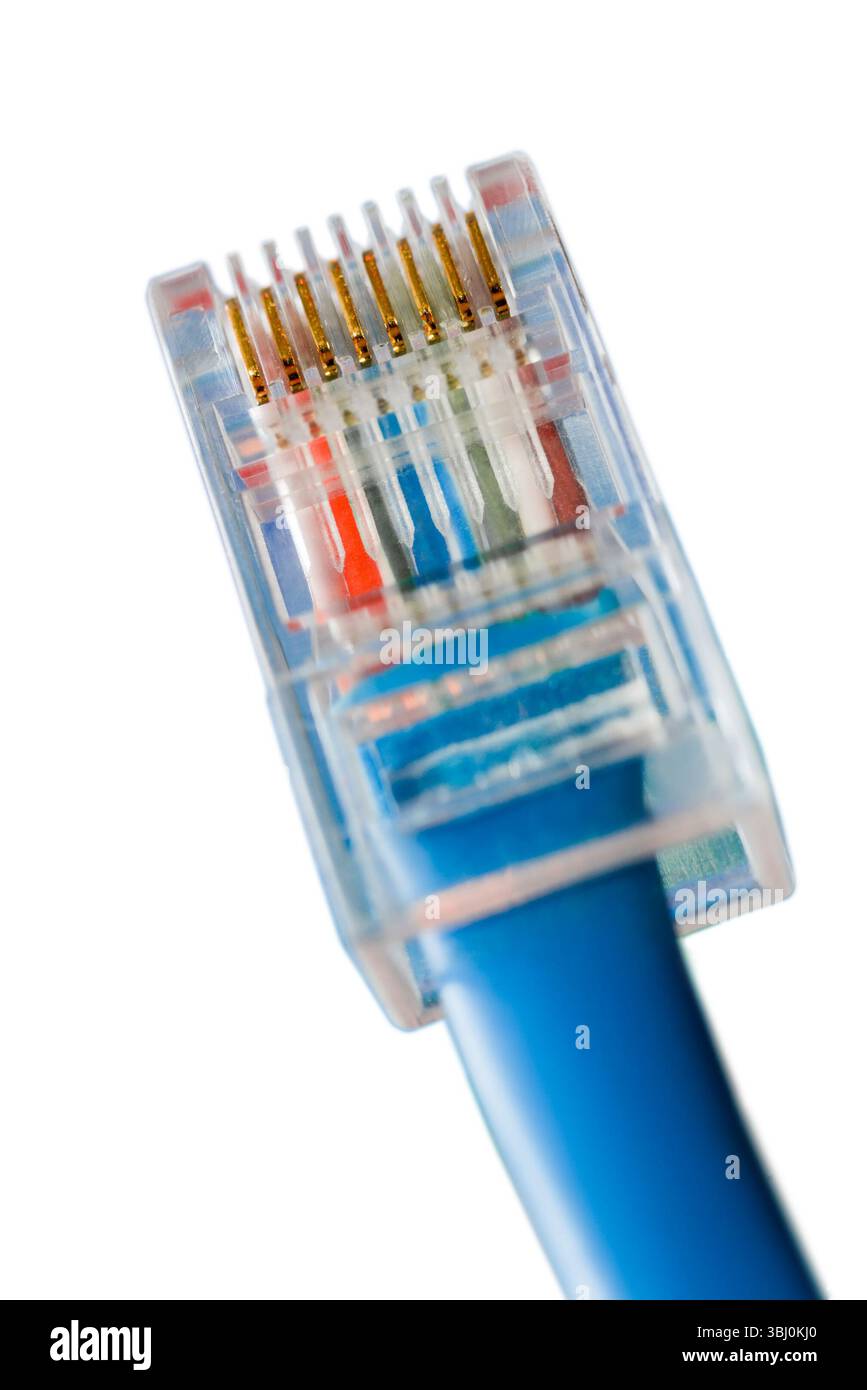 Internet wire close up isolated on a white background Stock Photo