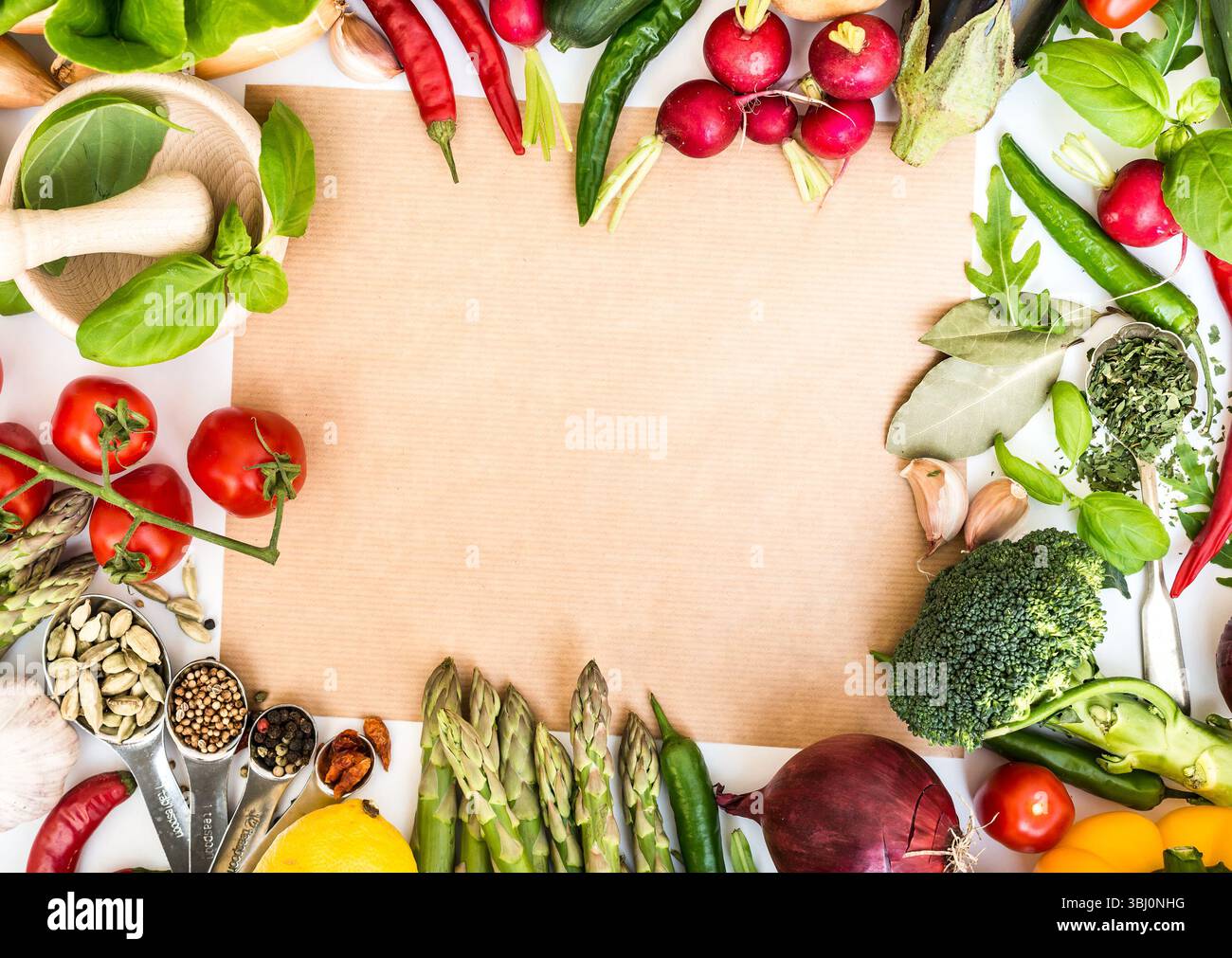 Frame from vegetables on a table Stock Photo