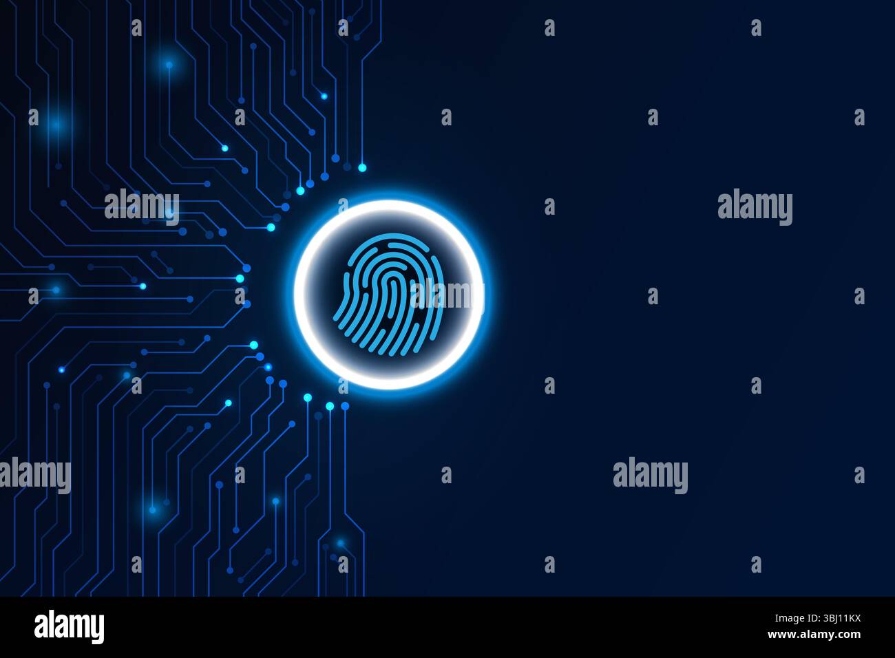 Fingerprint scan internet data storage database and data server with circuit board, technology background, Vector and Illustration Stock Vector