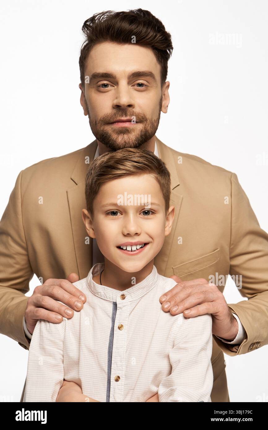 A father and son share a heartfelt moment, celebrating their bond on ...