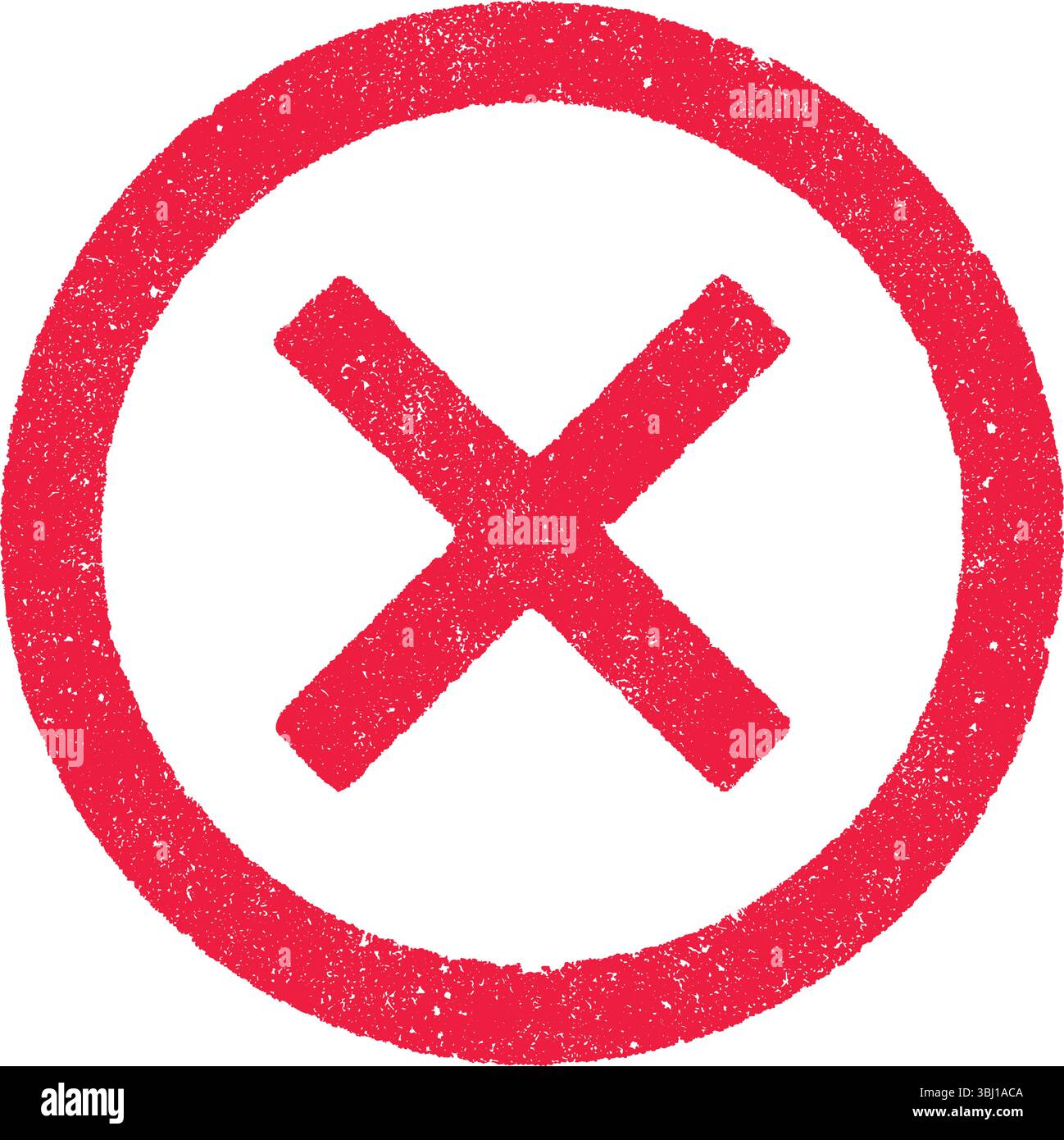 Vector illustration of cross inside circle in red ink stamp Stock Vector