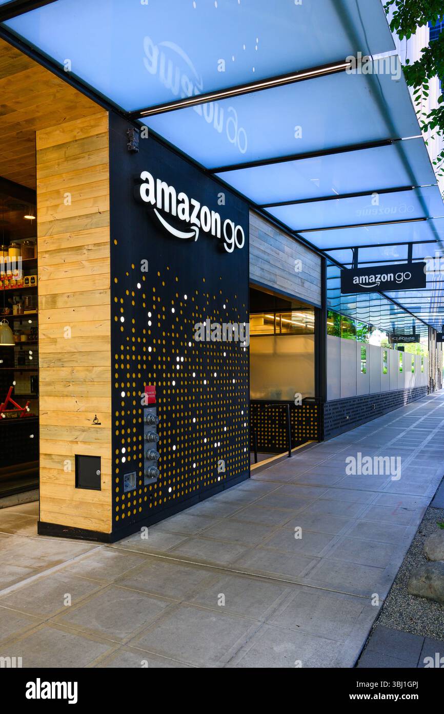 Seattle - June 8, 2025; Signage for Amazon Go location at company ...