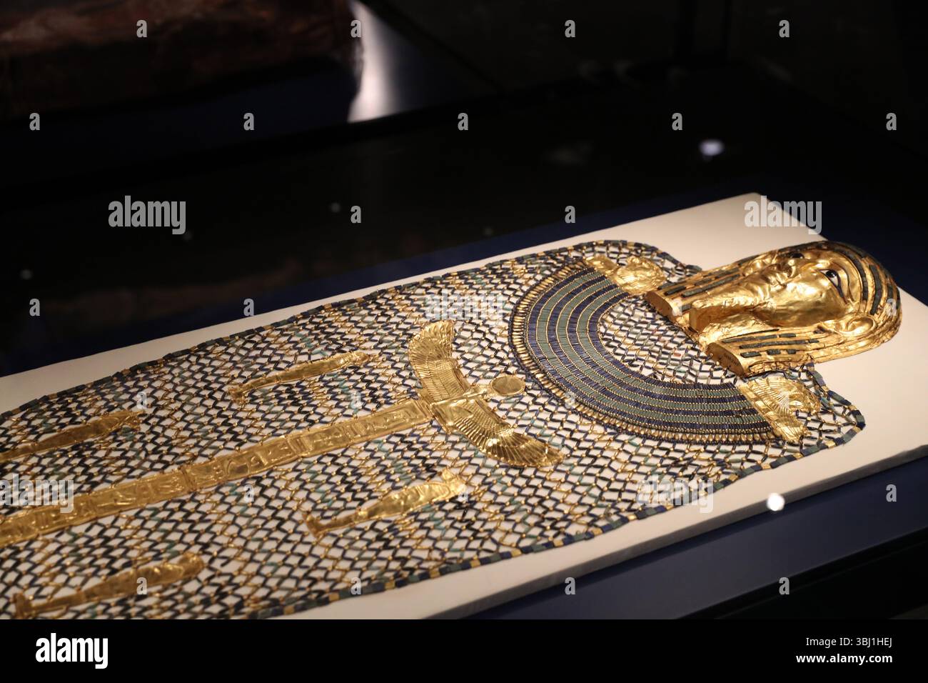 Giza. 12th June, 2025. This photo taken on June 12, 2025 shows an exhibit at the Grand Egyptian Museum in Giza, Egypt. Located near the Giza Pyramids, the Grand Egyptian Museum (GEM), spanning more than 500,000 square meters and housing over 100,000 artifacts, is set to officially open on July 3 this year. Credit: Sui Xiankai/Xinhua/Alamy Live News Stock Photo