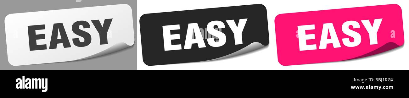easy sticker. easy sticker set isolated on white background Stock ...