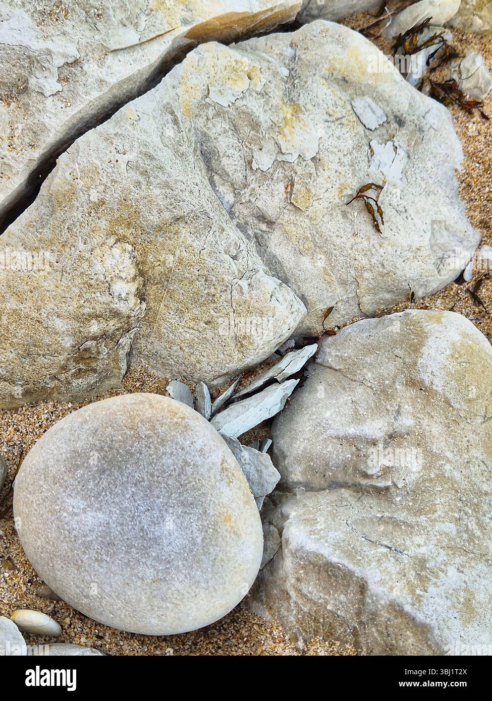 Unusual composition of stones. stones on the coast of Bulgaria. white rocks. sea summer - Smartphone Captured Stock Image