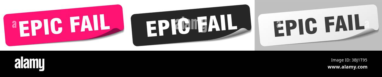 epic fail sticker. epic fail sticker set isolated on white background Stock Vector