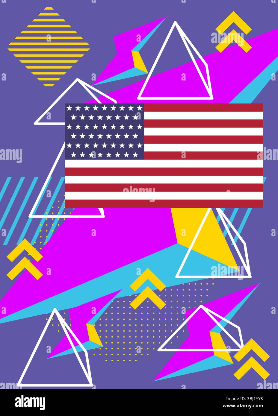 American Flag geometrical graphic retro theme background. Minimal ...