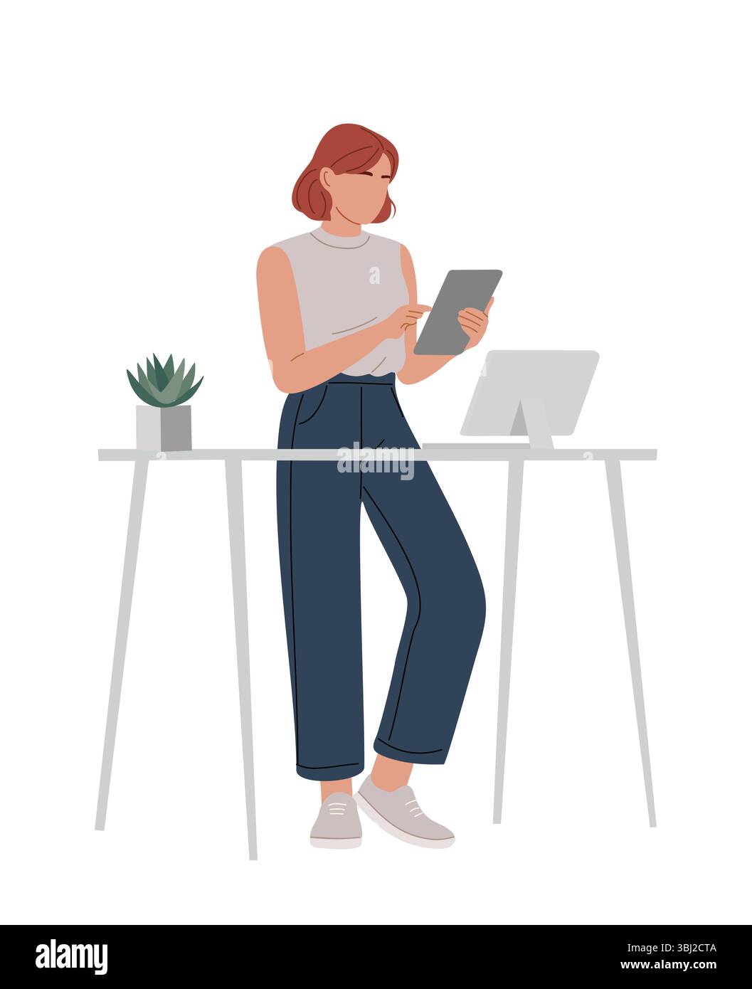 Woman tablet creative office Stock Vector Images - Alamy