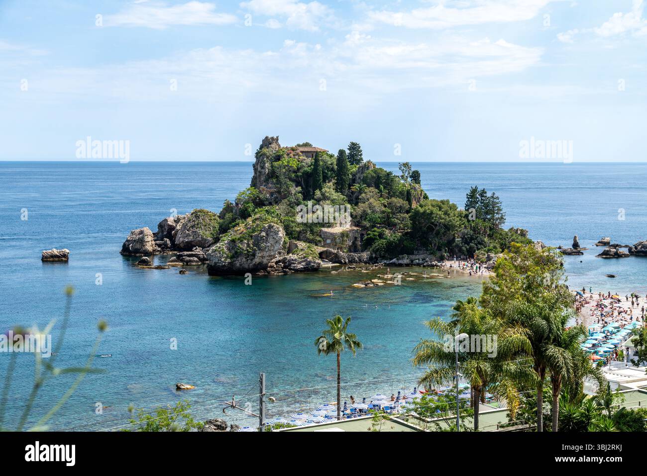 Sunbat Taormina, Sizilien - Italy - 05-04-2025: Aerial view of Isola Bella, a ...