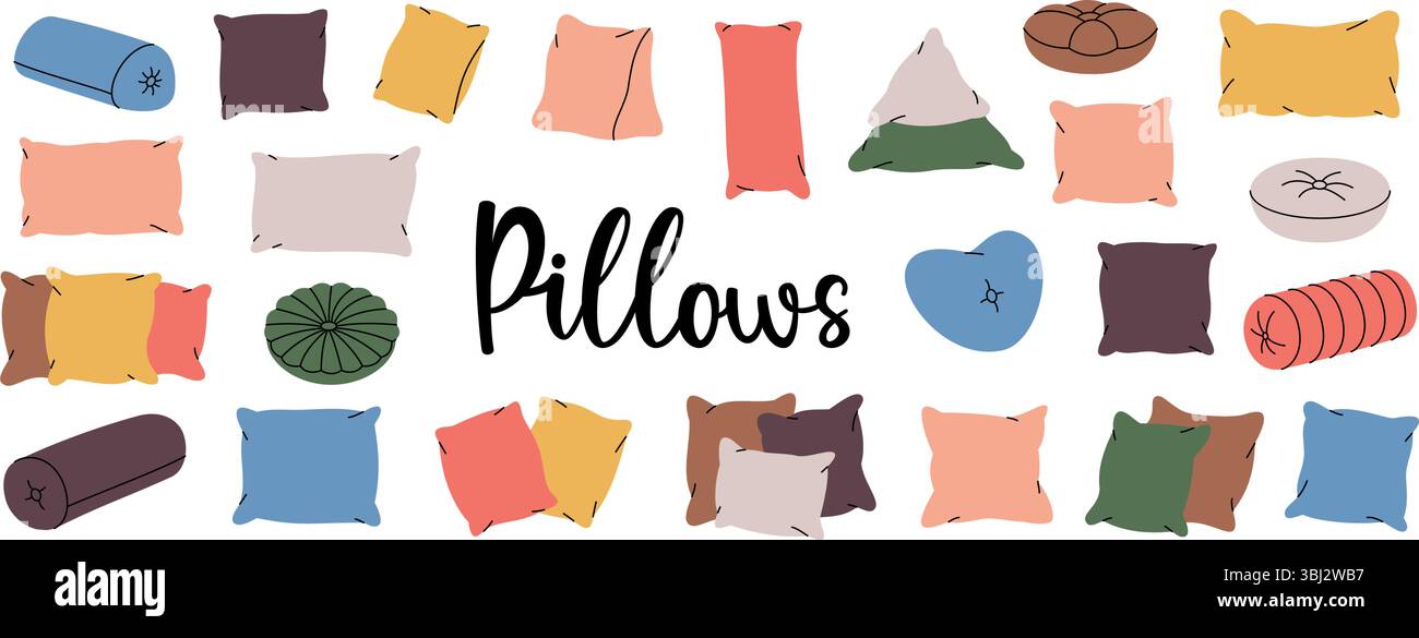 Orthopedic pillows. Comfortable pillows for sleeping. Vector illustration. Stock Vector