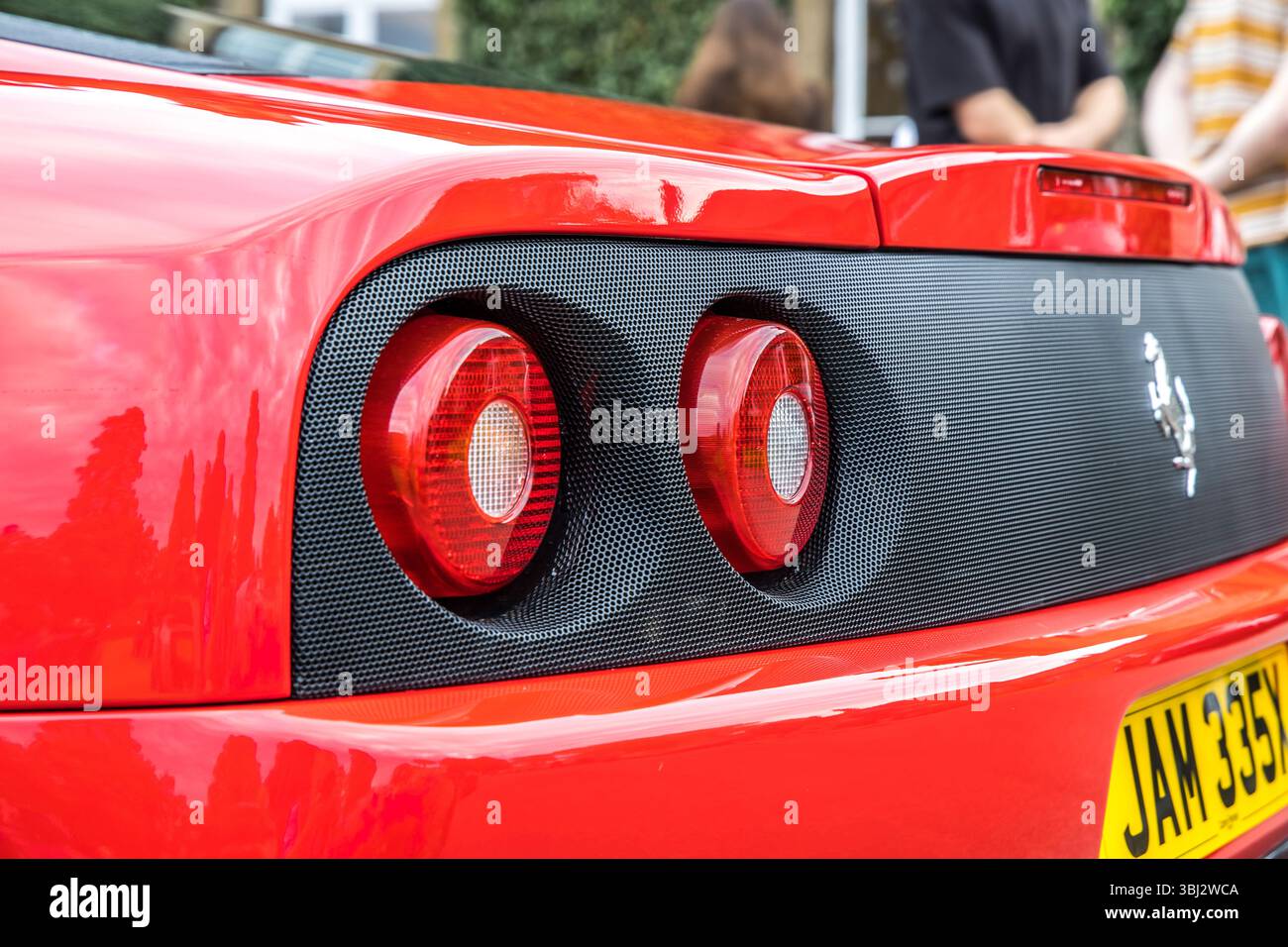 Bristol, UK- August 23, 2023: Rear view of the impressive red Italian ...