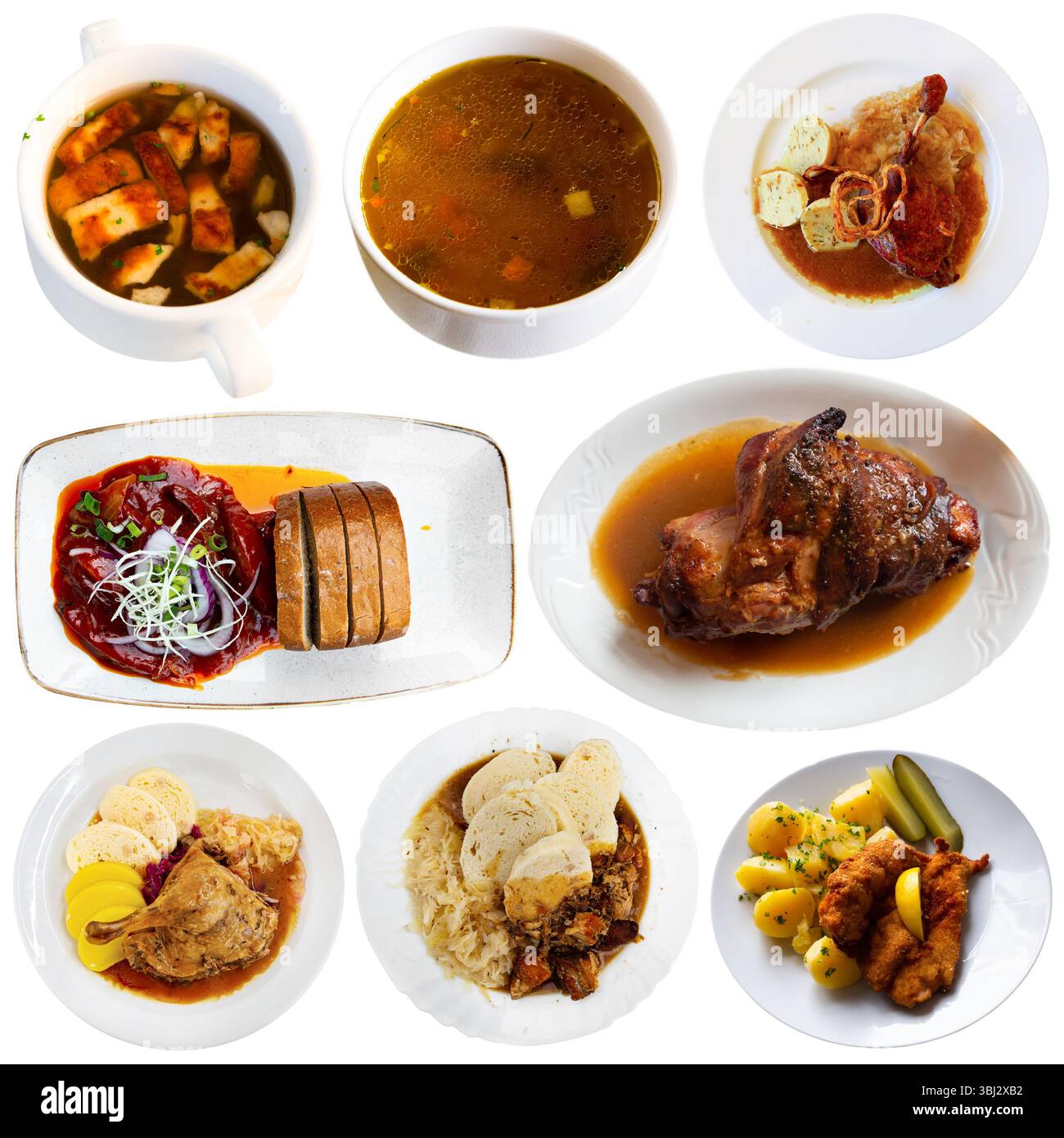 Collage of dishes of Czech cuisine Stock Photo