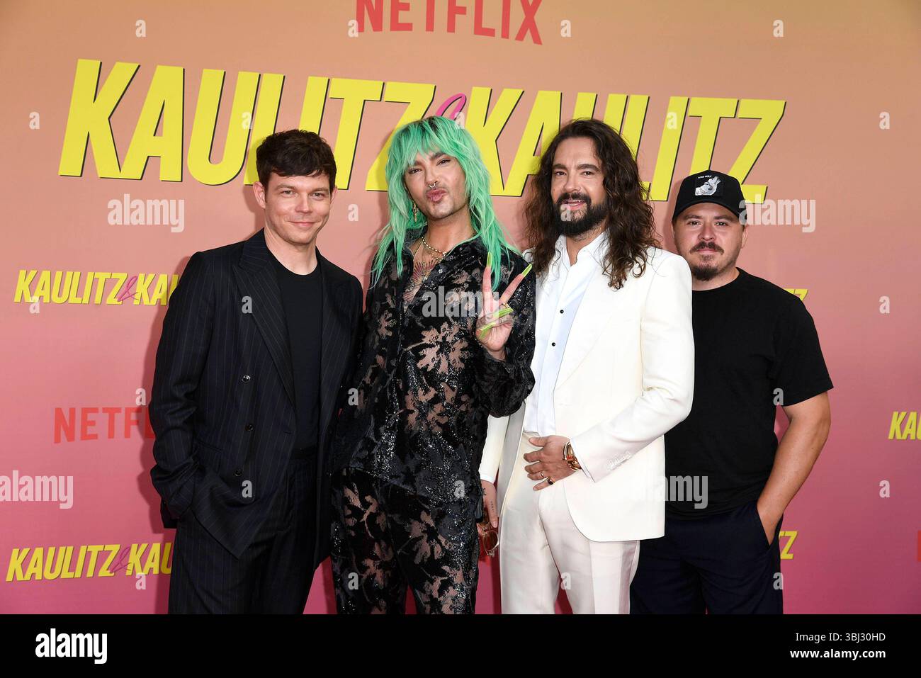 Listing, Bill Kaulitz, Tom Kaulitz und Gustav Schaefer bei der