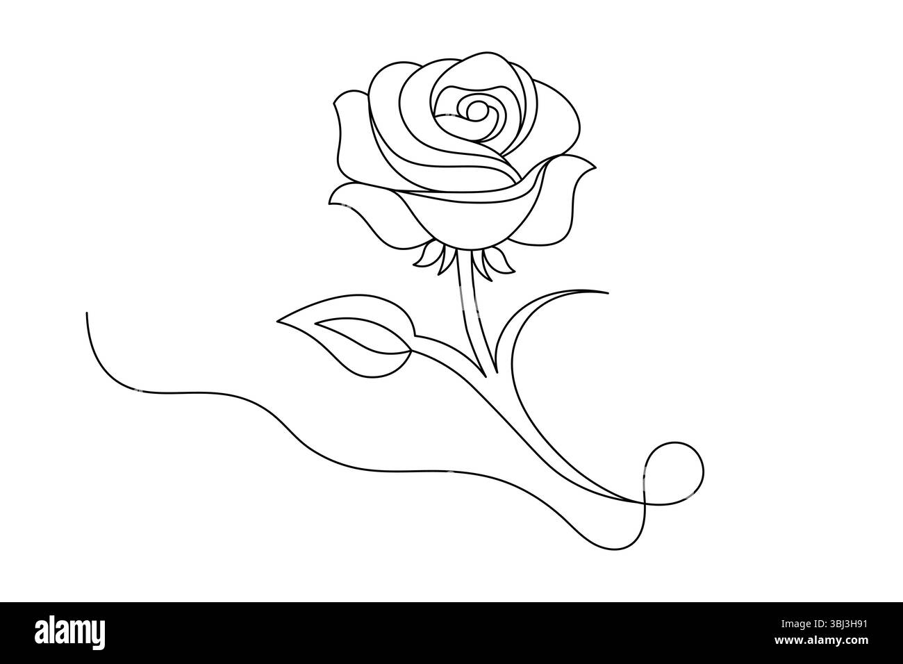 Rose Flower Continuous Line Drawing Elegant One Line Art of a ...