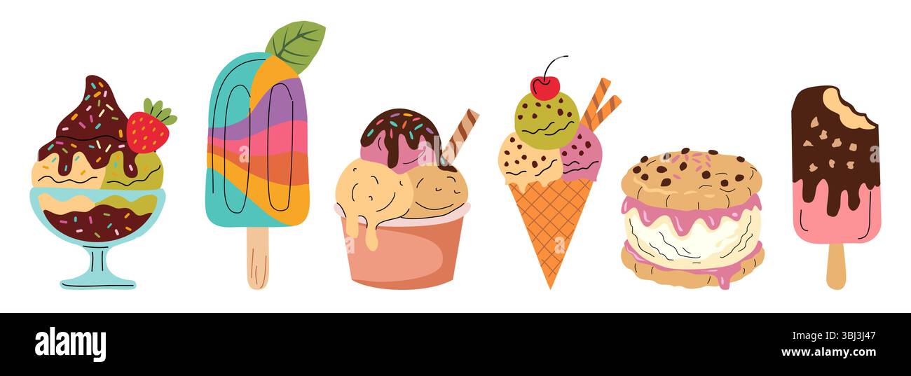 Set of various ice creams isolated on white Stock Vector Image & Art ...