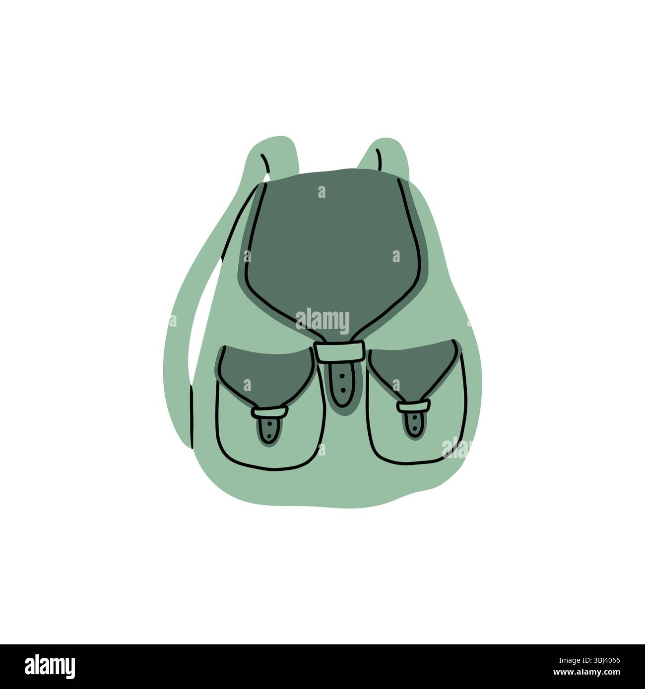 Camping Backpack, Hand Drawn Flat Vector Illustration Stock Vector