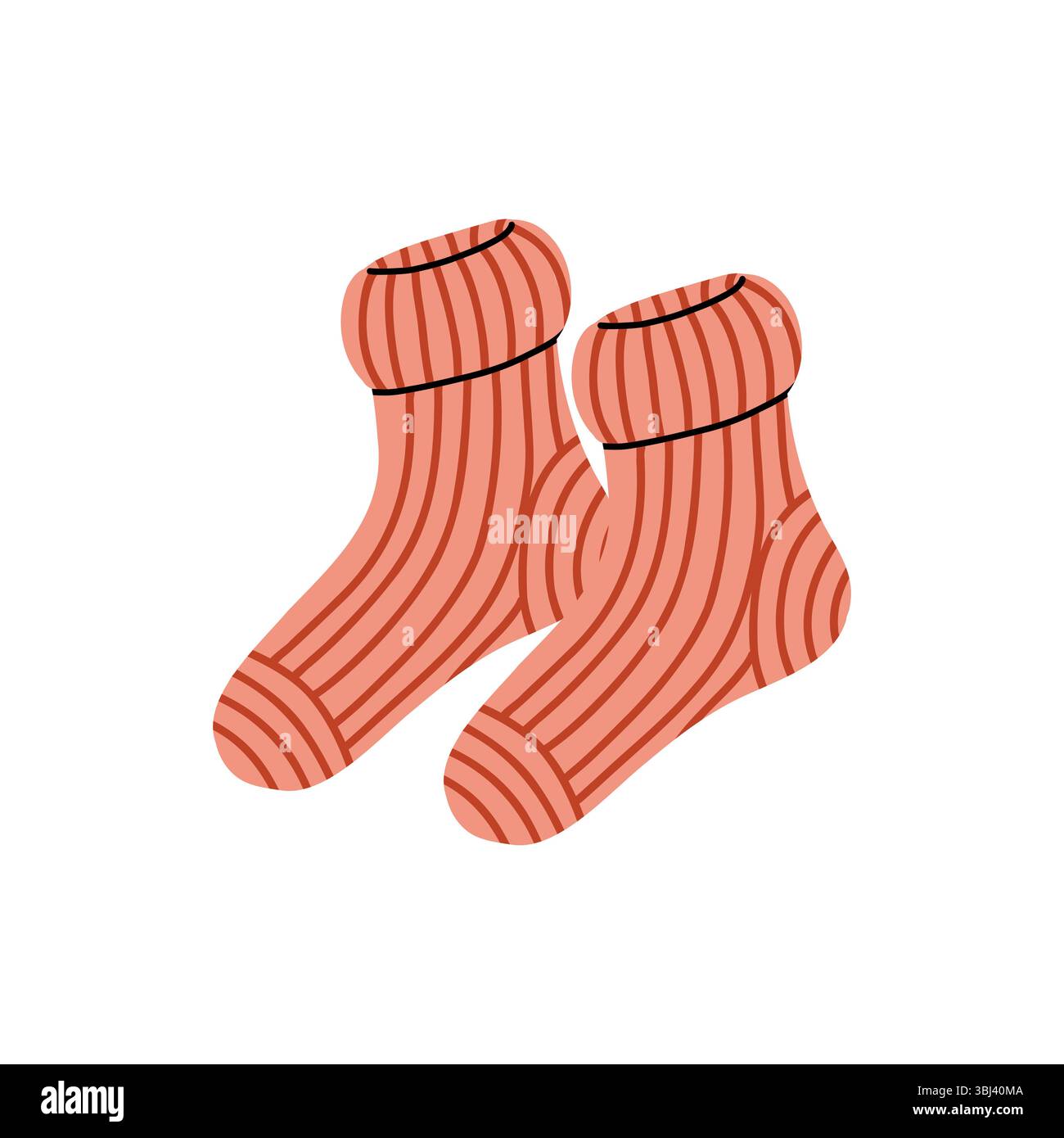 Warm Knitted Socks, Hand Drawn Flat Illustration Stock Vector