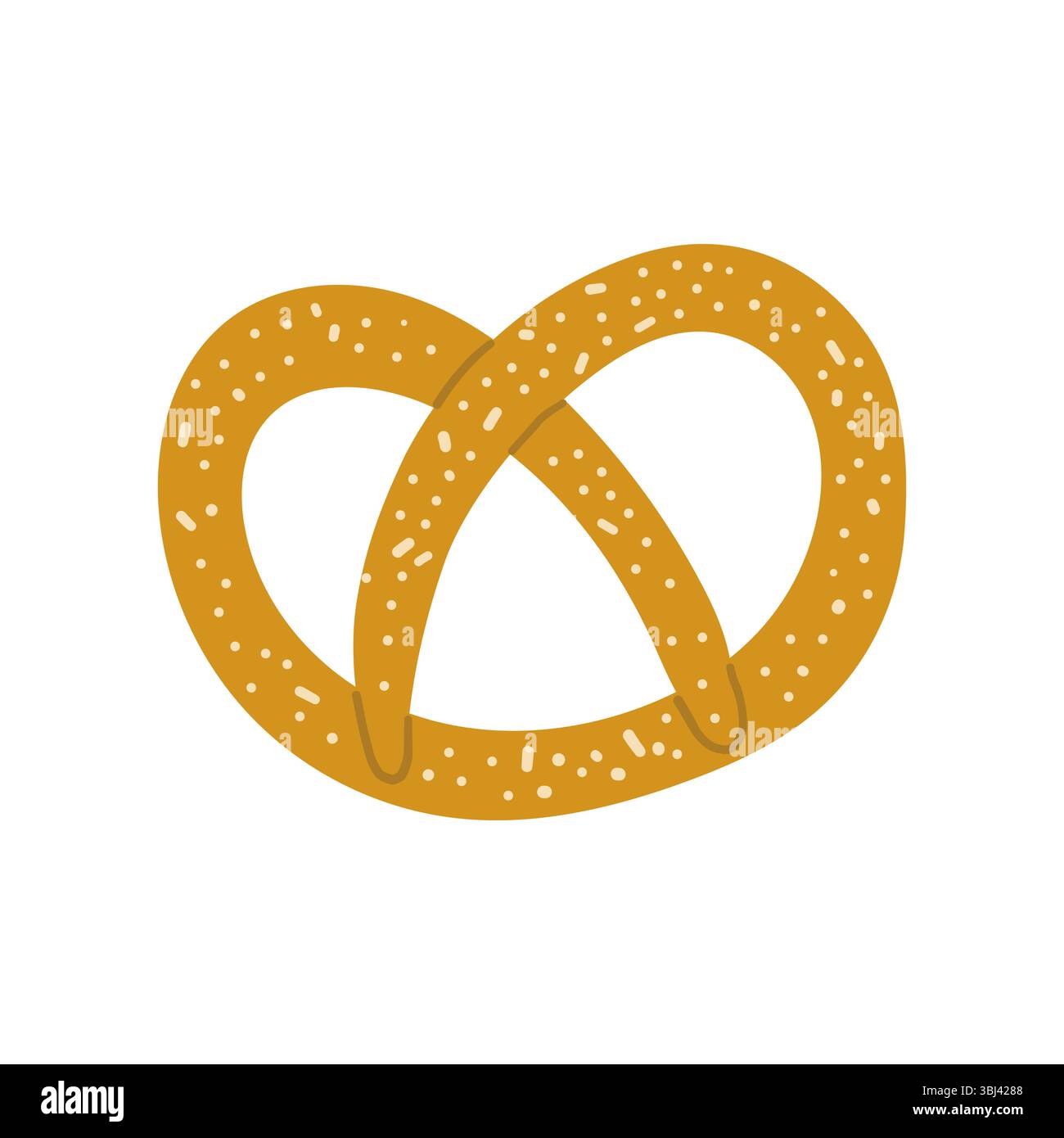 Hand Drawn Pretzel Bun, Flat Vector Illustration Stock Vector