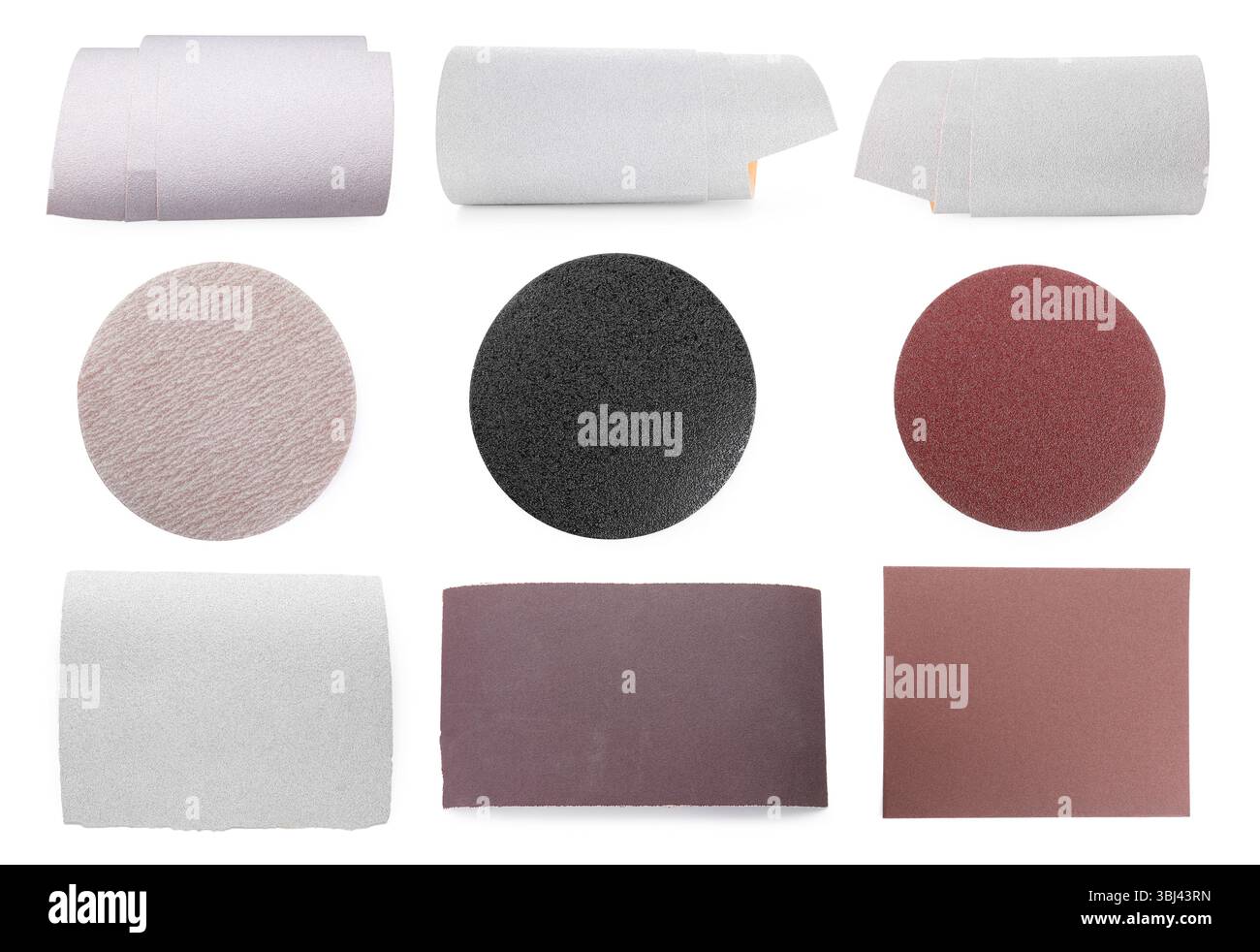 Different types of sandpaper on white background, collage Stock Photo ...
