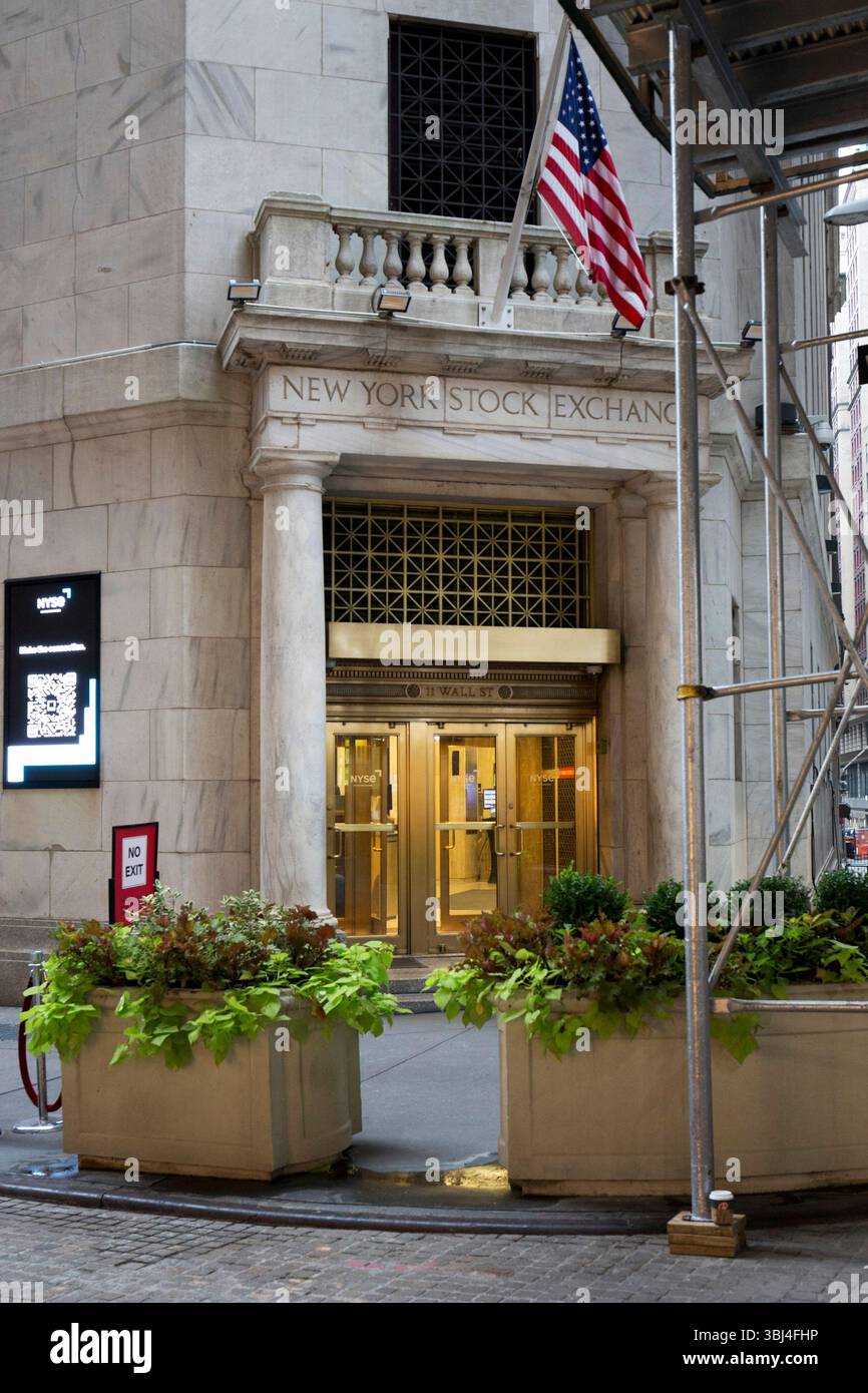 New York, United States of America - September 09, 2023: Entrance to the Wall Street Stock Exchange in New York, in United States of America Stock Photo