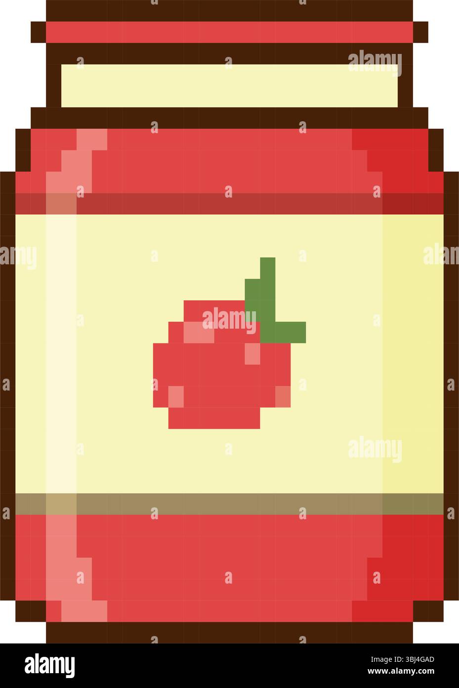 8 bit strawberry jam. Pixel art object. Old school computer graphic style Stock Vector
