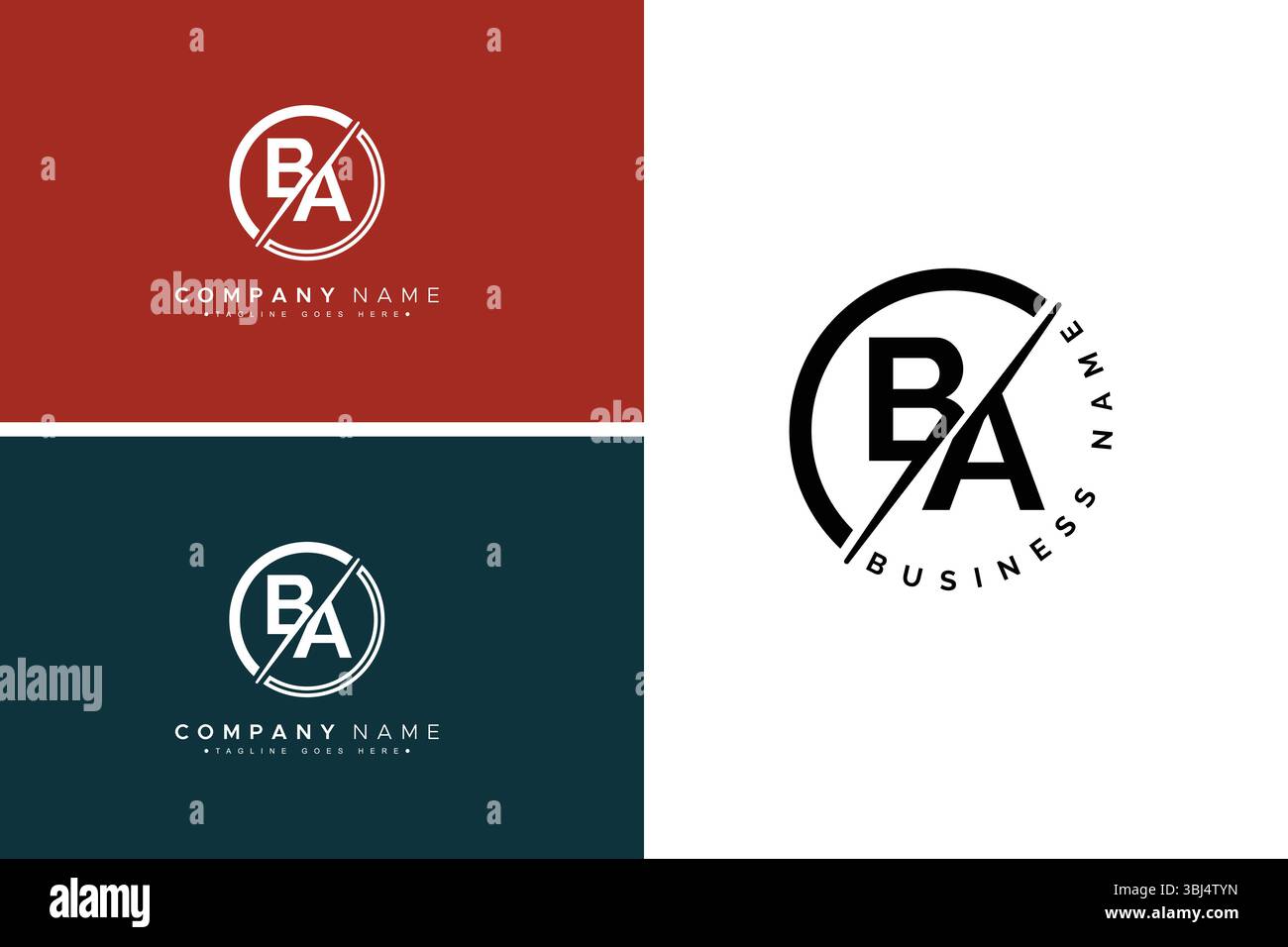 BA Vector Logo Template - Simple Icon for Initial Letter B and A Monogram Stock Vector