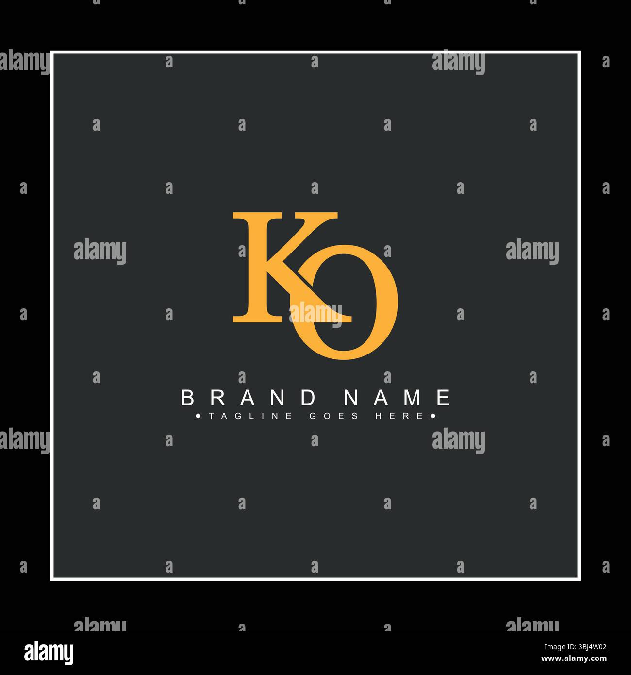 Creative Logo for Initials KO in Monogram Style - Vector Template for Initial Letter K and O Stock Vector