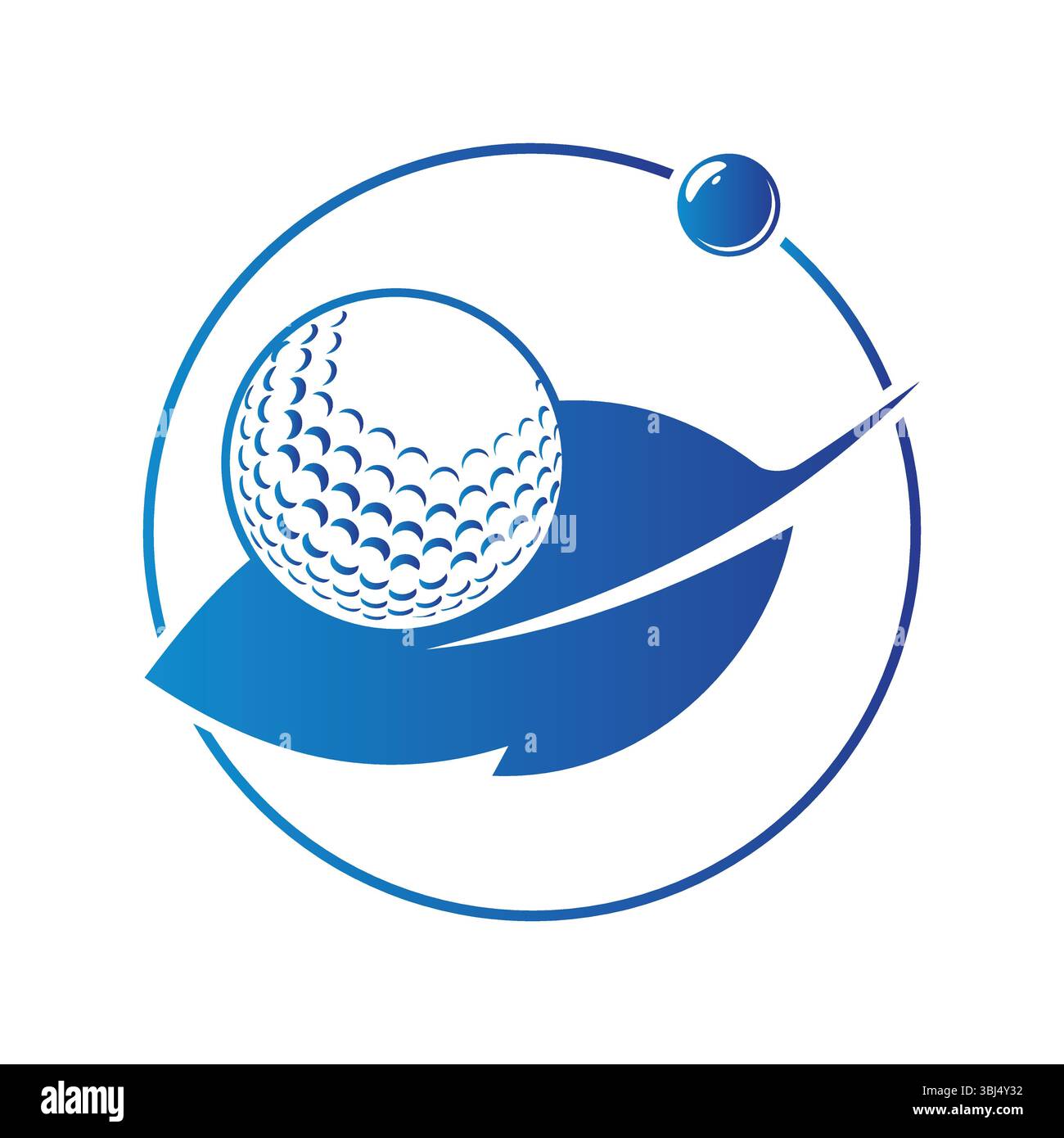 Golf ball and leaf logo inside a shape of cloud ring vector illustration Stock Vector