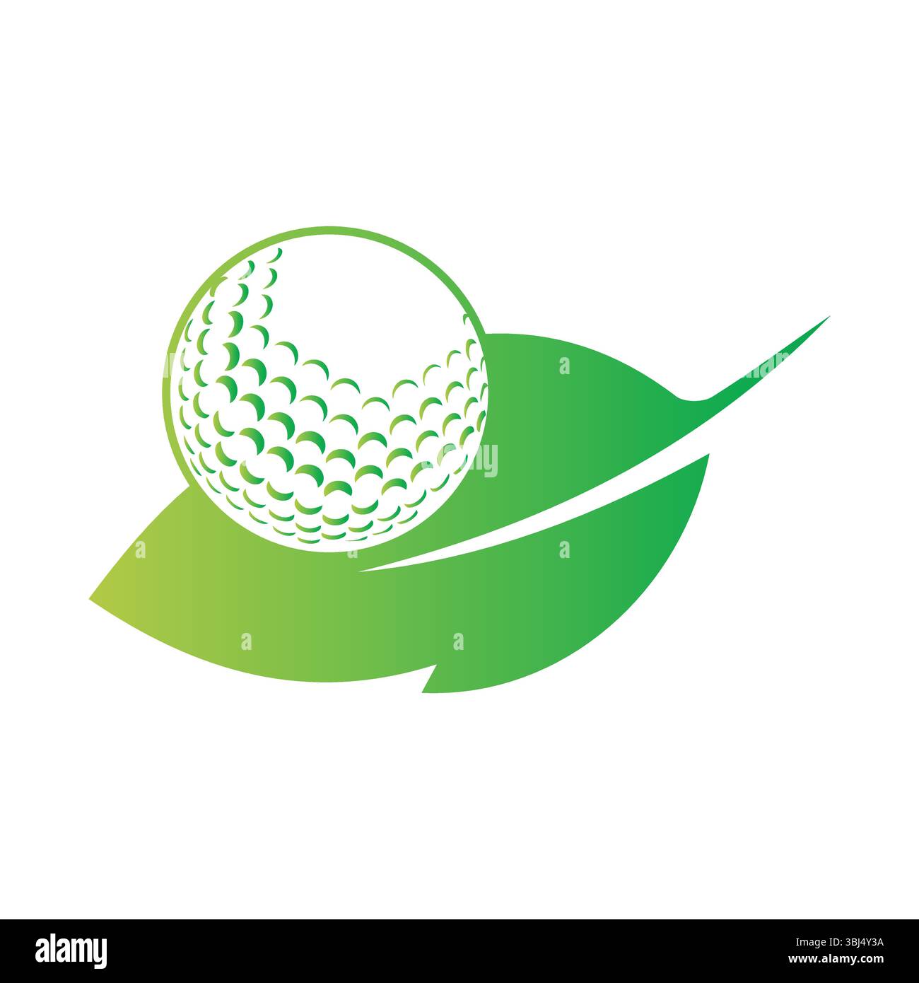 Golf ball and leaf logo vector illustration Stock Vector