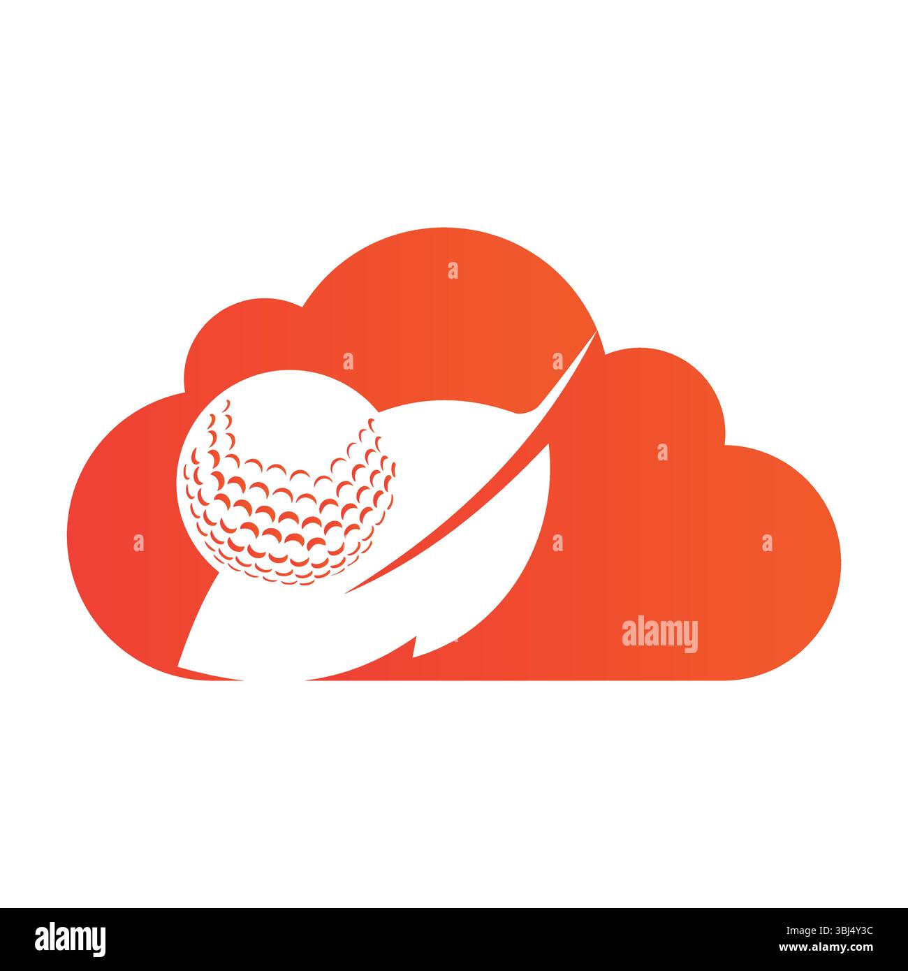 Golf ball and leaf logo inside a shape of cloud vector illustration Stock Vector