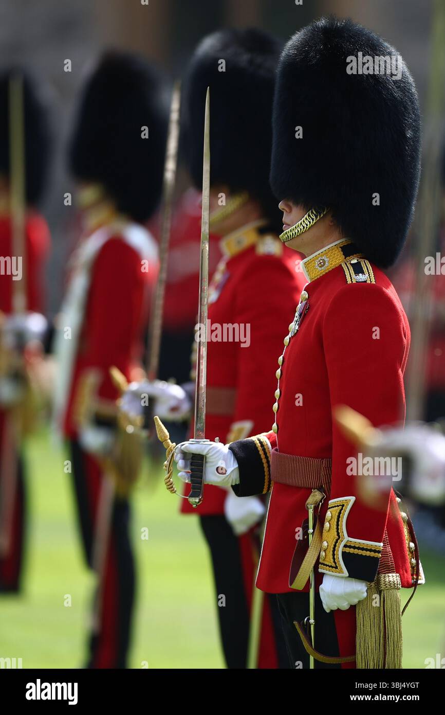Members of the Coldstream Guards line up inside the Quadrangle ahead of ...