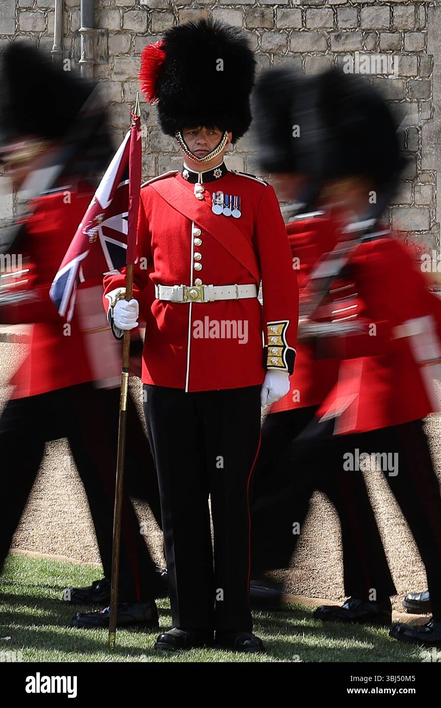 Members of the Coldstream Guards arrive inside the Quadrangle ahead of ...