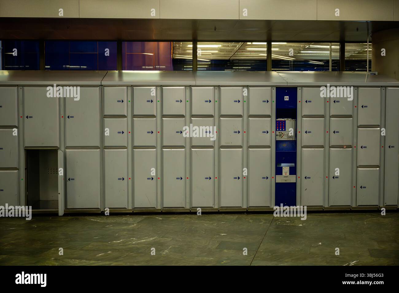Luggage lockers at train station terminal for secure baggage storage ...