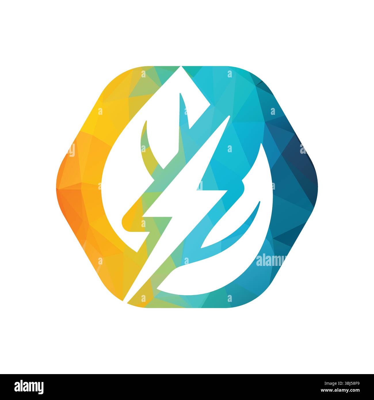 Eco Leaf Bolt Green Energy Vector Illustration Stock Vector